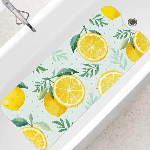 SHUCHING Tapis de Bain Antidérapant Citron, Tapis Baignoire Antidérapant, Réssistant à la Moisissure et Lavable en Machine 100 x 40 cm