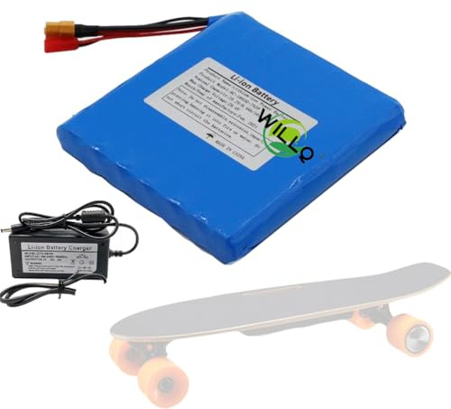 WILLQ Batería Patinete eléctrico 25,2V 4Ah 5Ah 6Ah baterías Repuesto Iones Litio para Hoverboard 24V 4000mAh 5000mAh 6000mAh Repuesto para Patinete eléctrico pequeño,25.2v5ah+Charger