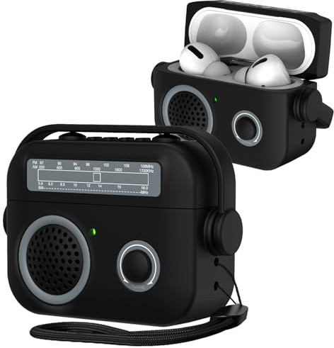 Fofvccv Coque en Silicone pour AirPods Pro 2 avec dragonne –SYJ Black | Coque Protection Antichoc Design Musical Mignon avec Verrouillage Sécurisé Hommes Femmes pour AirPods Pro 2