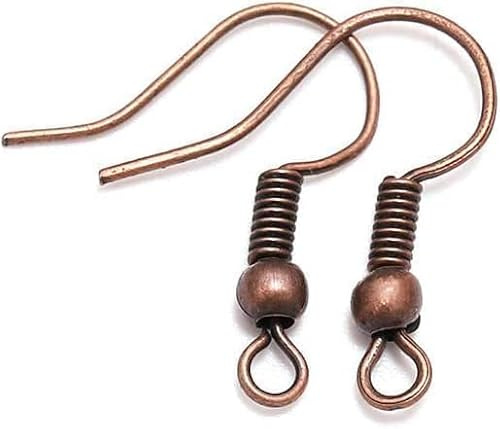 Confezione da 100 ganci per orecchini in rame ipoallergenici con sfera e bobina, fili per orecchini, gioielli fai da te, accessori (20 x 17 mm)
