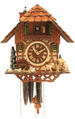 Rombach & Haas Kuckucksuhr Schwarzwaldhaus, drehendes Mühlrad