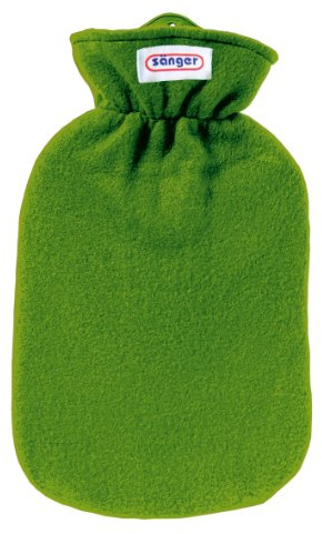 Värmeflaska med fleeceöverdrag, 2,0 liter (grön)