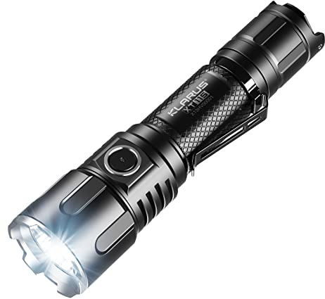 klarus XT11s 1100 Lumen wiederaufladbare Taktische Taschenlampe, Dual Tail Switches Handheld Taschenlampe mit Holster für Camping-Höhlenforschung im Freien