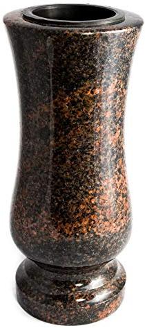 Afterglow Stilvolle Grabvase aus echtem Granit Aurora Finnland Höhe 28 cm/Ø 12 cm Grabschmuck wetterfest frostsicher Granitvase mit Kunststoffeinsatz Friedhofsvase
