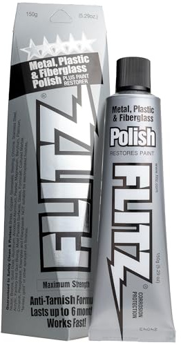 Flitz Metal Polish and Metal Cleaner Paste, Also Works on Plastic, Fiberglass, Aluminum, Jewelry, Sterling Silver - Headlight Restoration and Rust Remover - Made in the USA - 5.29 oz