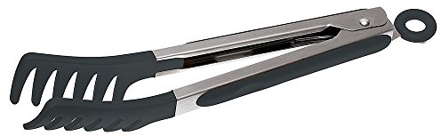 Sambonet Gadgets 51595B32 - Spaghetti-Zange aus 18/10 Edelstahl und Silikon, Design-Kochutensil, Abmessung 23 cm - Schwarz