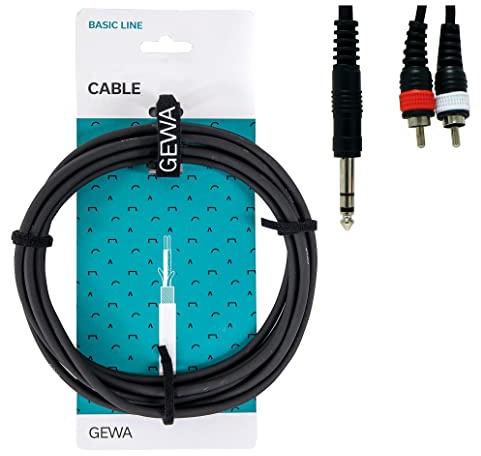 Gewa Cavo a Y Basic Line 1,5 m, nero, 1x jack stereo 6,3 mm - 2x cinch, 190150