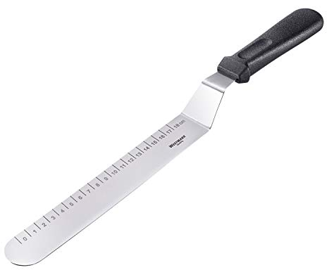 Westmark Paletta angolata per torte, Con righello in cm, Lunghezza: 38,7 cm, Accaio inox/Plastica, Argento/Nero, 30072270