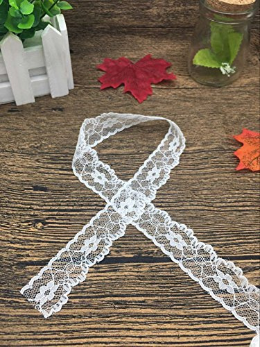 Yulakes 10 Yards Weiß Spitzenborte Spitzenband Zierband Stretch Spitze Blume Borte Hochzeit lace Trim Deko Band,Handwerk, Schleifband 2cm Breite
