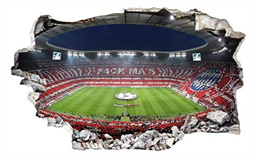 K&L Wall Art 3D Fußball Wandtattoo FC Bayern München Wandsticker FCB Pack Ma's Klebebilder für die Wand Deko (60x36 cm)