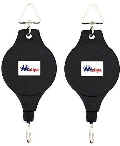 Meliya 2PCS Retractable Hanger Adjustable Heavy Duty Plant Pulley Hook for Hanging Planters Flower Basket Pots, Birds Feeder, Plant Grow Light