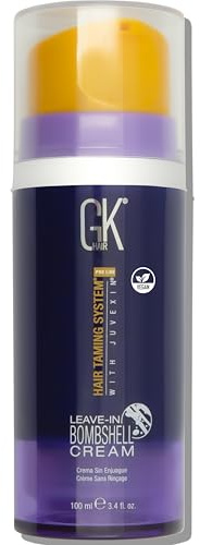 GK HAIR Bombshell Cream purple leave in conditioner (3.4 Fl Oz/100ml) Hair Toner for Brassy Hair Smoothing Moisturizing Hydrating Frizz Control for Blonde Damaged Hair Removes Yellow Tones Flyaways