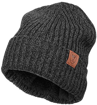 OZERO Winter Beanie Mütze,Thermo Strickmütze Laufmützen Wintermütze für Herren und Damen, Grau(Dicker Faden), 2
