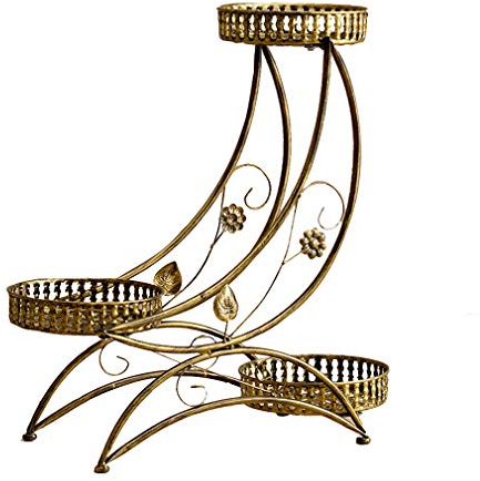 KDDEON Blumenständer Schmiedeeisen,Blumentreppe Indoor,Pflanzentreppe Pflanzenregal Wohnzimmer Balkon,Blumentopf Display Rack Mehrstöckig,rutschfest,3/4 Ebenen