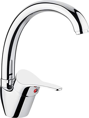 Cornat Spültisch-Einhebelarmatur Neves - Hochwertiger Messingkörper - verchromt - Hoher, 360° schwenkbarer Auslauf / Hochdruck-Armatur / Küchenarmatur / Wasserhahn / NEV5,Silber | Hoher 360° schwenkbarer Auslauf – komfortable Bedienung – viel Bewegungsfreiheit – stabile Ausführung – leicht zu reinigen