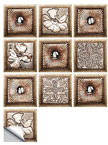 Stickers carrelage 3D-Relief Carreaux Autocollant Mural Auto-adhésif Imperméable Amovible Décorative pour Salle de Bains et Cuisine Carreaux 15cmX15cmX10pcs