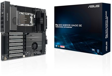 ASUS PRO WS W890E-SAGE SE moderkort för arbetsstation, 16+ (2+2) + 1+2 strömförsörjningssteg, PCIe 5.0 x 16, M.2-plats, MCIO, SlimSAS och dubbelt LAN 10 GB Fjärrkontroll, USB-C-portar, svart