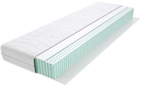 Godre Marino Latex Matratze mit 7 Zonen Doppelseitig Härtegrad H3 Mittelhart Hypoallergen mit Klimafaser und gestepptem Bezug 17 cm Hoch 70x140 cm