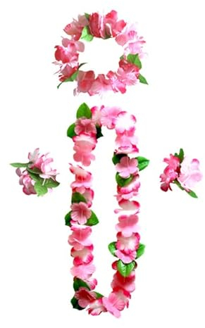 duoyif Ghirlande Hawaiane Corona Hawaiana Tropicale Ghirlanda Di Spiaggia Hawaiana Party Decor Braccialetto Fascia Collana Di Ghirlande Per Carnevale Natale Capodanno Pasqua Cheerleader Feste (Rosa)