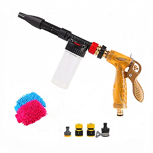 YIYIDA Schaumsprühpistole Goldene Autoreinigungsschaumpistole 2-in-1 Spray gun 100ml Einstellbare Autoreinigungsschaumlanze Schaumsprüher Autoreinigungswerkzeug für die Autowäsche Gartenbewässerung