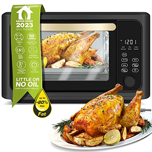 TurboTronic Mini four numérique, four à air chaud 4 en 1 et friteuse à air chaud, gris foncé, version XXL 24 l, avec ventilateur d'air, y compris de nombreux accessoires, plaque de cuisson, grille,