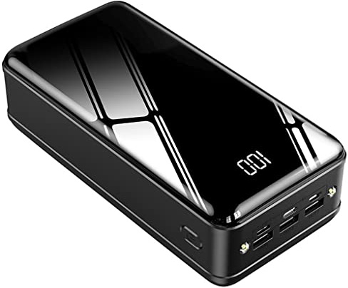 XCC 50000 MAh Large-capacity Power Bank Mirror Digital Display Screen Fast Charge Comes With A Shared Power Bank (Color : Black, Size : 50000mAh)