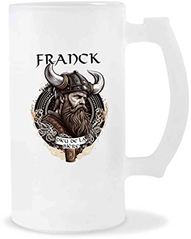 Planetee Chope de Bière Franck Design Viking | Verre à Bière Pinte Cadeau Apéro Humour Alcool pour Amateur de Bière