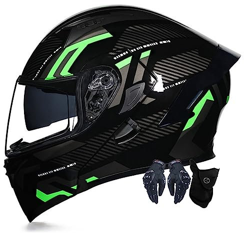 Motorradhelm Motorrad Klapphelm Für Männer Und Frauen Mit Doppelscheib Vollgesichts Motorrad Rennhelm DOT/ECE-Zugelassener Moped Street Racing Motocross Helm 11,XXL:63-64CM