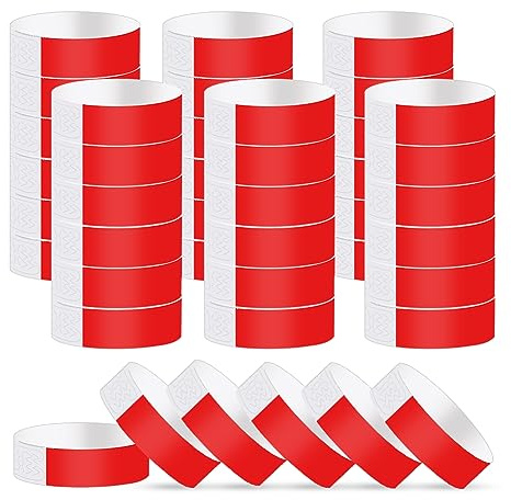 Vicloon Evenemangsarmband, 300 st papper som armband, pappersarmband neon armband festivalarmband för evenemang armband fest armband för evenemang klubbar lätta konsertarmband röd