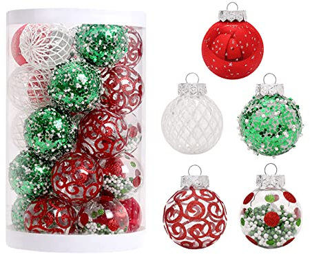 Ltwqv 25 Stück Weihnachtsbäume, Ornament-Kugeln, PET, Bemalt, 6,1 cm, Weihnachtskugel-Ornamente, Hängende Weihnachtskugel-Ornamente für Weihnachtsbaum, Festival, Hochzeit, Dekoration(25 STÜCK GRÜN)