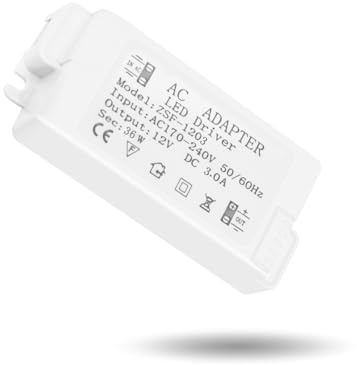 12V 36W, Alimentatore 12v 3A, 36W Trasformatore 220V a 12v, alimentatore 12v, Driver LED AC a DC, Nessun rumore/nessun sfarfallio del adatto per strisce LED e lampadine