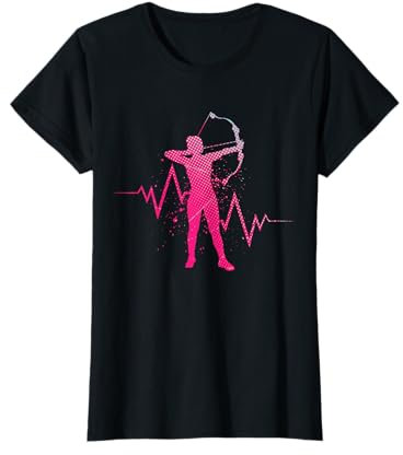 Bogenschützin Langbögen Zielscheibe Herzschlag Bogenschießen T-Shirt