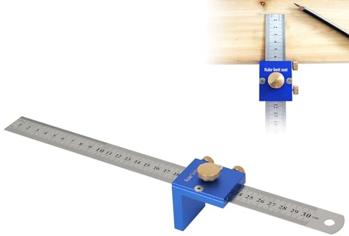 Streichmaß Anschlaglineal,CEIEVER Anreiss-Werkzeug mit Messskala in INCH und CM Metall Lineal mit Anschlag 30CM Kohlenstoffstahl Streichmass Tischler Streichmass für Holzbearbeitung,Heimwerken