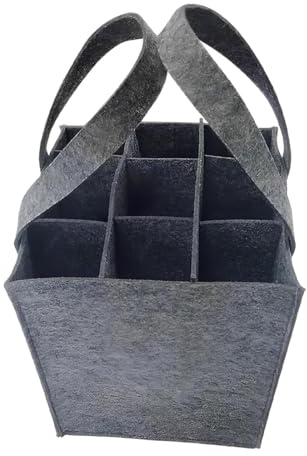 ZKHSEOU Flaschentaschen, 9 Fächer, Flaschentaschen, Flaschentaschen aus Filz, Getränketaschen, Flaschentaschen für Herrenhandtaschen, Wiederverwendbare Bierflaschen, Weinflaschen