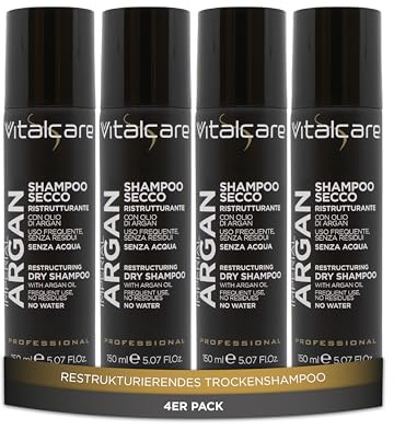 Vitalcare | Imperial Argan - Shampoo Secco Ristrutturante, con Olio d'Argan, Ravviva e Rinforza i Capelli Senza il Bisogno dell'Acqua, 4 Flaconi da 150 ml