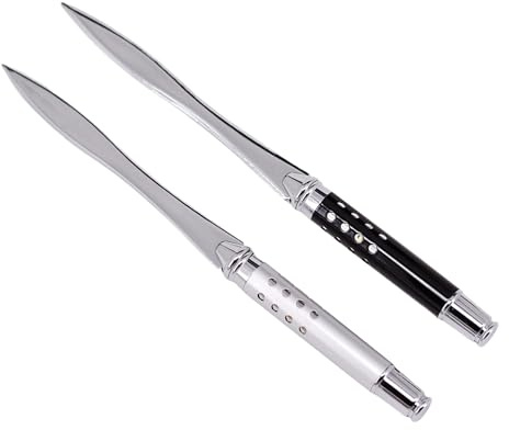 JNAWA 2Pieces Letter Opener Metal Black and Silver Envelope Packages Cutter Lightweight and Portable Paper Opener for School Office Home Use