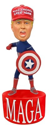 LEMONSODA Donald Trump 2024 Collectibles Merchandise for Patriotic Americans - Talking Bobble Head with Audio Lines, Iconic Phrases - Handmade President Bobbleheads Figures - (Shield)