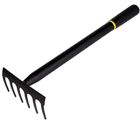 BYUTFA 6-Tooth Nail Rake - 6 Tines Metal Garden Cultivator Rake with High Carbon Steel Heads for Planting