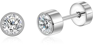 Titan Ohrringe Hypoallergen G23 Titan Ohrstecker mit Schraubverschluss | 20G Kleine Titan Ohrstecker für Damen Herren Mädchen, Ohrstecker für Ohrläppchen und Knorpelpiercings
