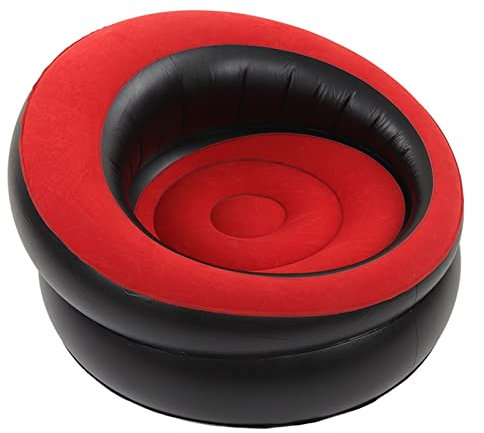Masyrt Aufblasbare Couch, Aufblasbarer Sofasessel, Beflocktes Luftsofa, Einfacher Aufblasbarer Stuhl Wohnzimmer, Schlafzimmer, Lesesaal, Büro, Balkon, Reisen (Rot)