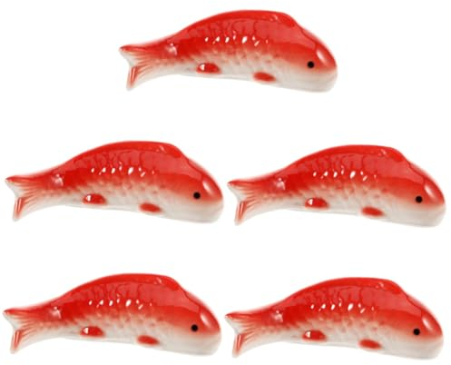 Yardwe 5st Schwimmender Fisch Teichfischfiguren Gefälschter Koi-Fisch-Statue Aquarium-Layout-Requisite Realistischer Künstlicher Fisch Feengartenfisch Aquarienfische Rot Keramik