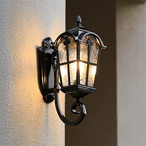 Mengjay Antike Wandleuchte Außen E27 Wandlampe,Rustikale Außenleuchte Aluminium und Glas Außenwandleuchte Vintage Wasserdicht IP23 Außenlampe Retro Wandleuchte Gartenlampe Außenlaterne (A)
