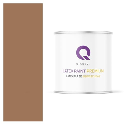 Q-COVER Latexfarbe Abwaschbar 2L (ca.14m2) Braun Farbton Innenfarbe Wandfarbe Deckenfarbe Klasse 2 Mattfarbe Für Allergiker Scheuerfest Geruchlos Frei Von Voc