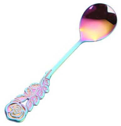 LABRIMP 3pcs Colorful Stainless Steel Dessert Spoon Set Mini Ice Cream Scoop Mirror Finish Creative Flatware for Home and Parties