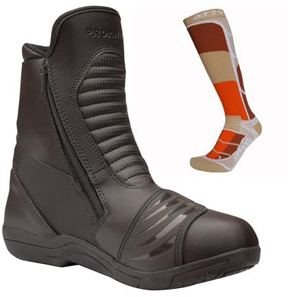 PROANTI Motorradstiefel Leder Motorrad Stiefel Touring halbhohe Motorradschuhe - 43