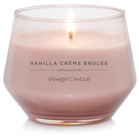 Yankee Candle Studio Duftkerze | Mittelgroße Kerze Vanilla Crème Brulee | Lang brennende Kerzen: 35-50 Stunden | Stilvoll designtes Glas mit beigem Wachs | Perfekte Geschenke für Frauen.