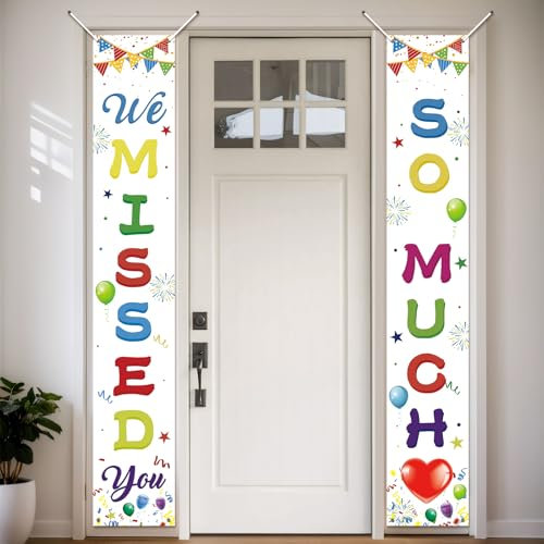 Koliphy Decoración con texto en inglés «We Missed You So Much», pancarta de bienvenida para el regreso a clases, regreso familiar, decoración de celebraciones familiares (blanco)