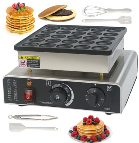 pealiritansemen Mini Máquina Eléctrica para Hacer Panqueques, Mini Máquina para Hornear Muffins De 25 Orificios, Máquina Comercial para Hacer Dorayaki, Temperatura Ajustable De 50 A 300 ℃