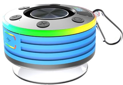 Ailan Bluetooth kompatibel 3 Dusche Lautsprecher mit FM Radio Stereo Subwoofer mit Saugnapf Stereo Subwoofer Sound System ABS, Himmelblau