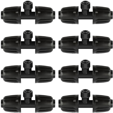 Kalolary 8PCS Barbed Tee Anschluss, Barbed Bewässerung Connector für 1/2 a 1/4, Racores Divisores 3 Vías con Púas para Tubos 12/16mm a 4/7mm